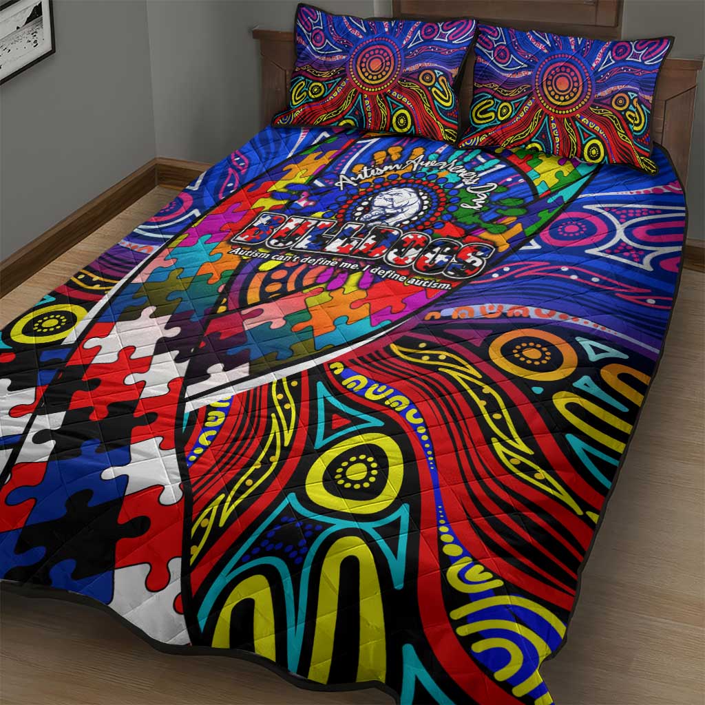 Autism Awareness Australia Western Bulldogs Quilt Bed Set Aboriginal Indigenous Art