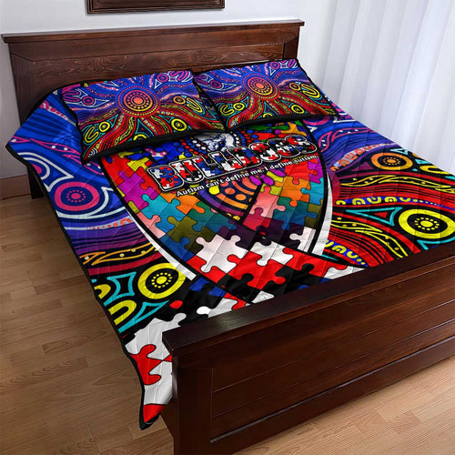 Autism Awareness Australia Western Bulldogs Quilt Bed Set Aboriginal Indigenous Art