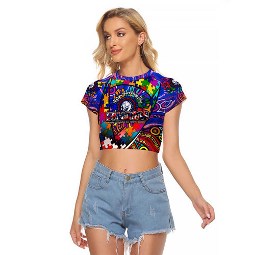 Autism Awareness Australia Western Bulldogs Raglan Cropped T Shirt Aboriginal Indigenous Art