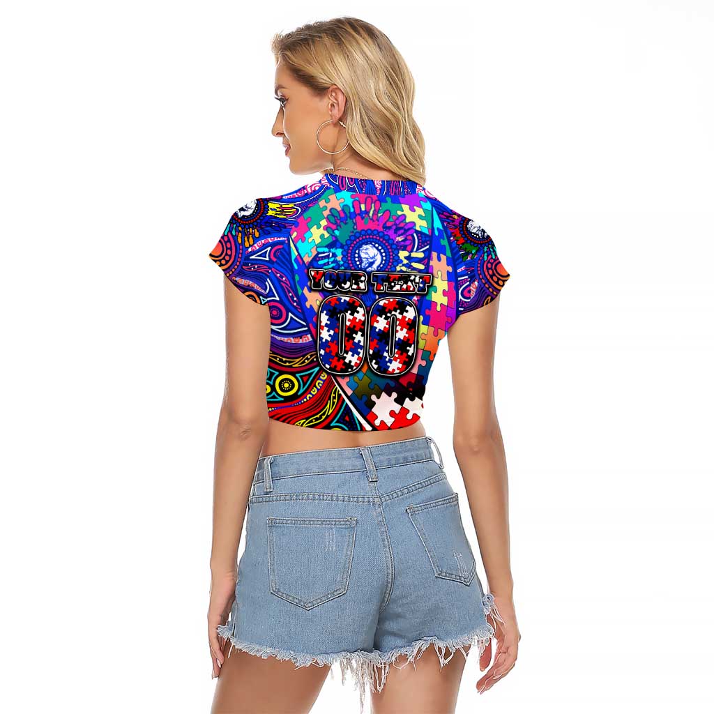 Autism Awareness Australia Western Bulldogs Raglan Cropped T Shirt Aboriginal Indigenous Art