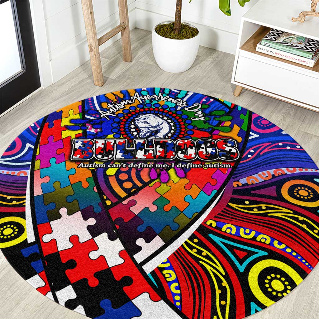 Autism Awareness Australia Western Bulldogs Round Carpet Aboriginal Indigenous Art