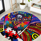 Autism Awareness Australia Western Bulldogs Round Carpet Aboriginal Indigenous Art