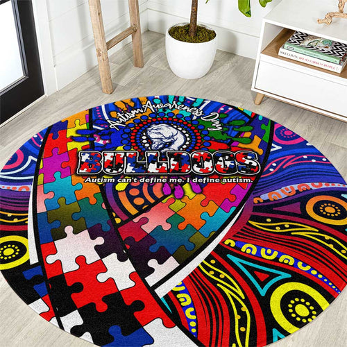 Autism Awareness Australia Western Bulldogs Round Carpet Aboriginal Indigenous Art