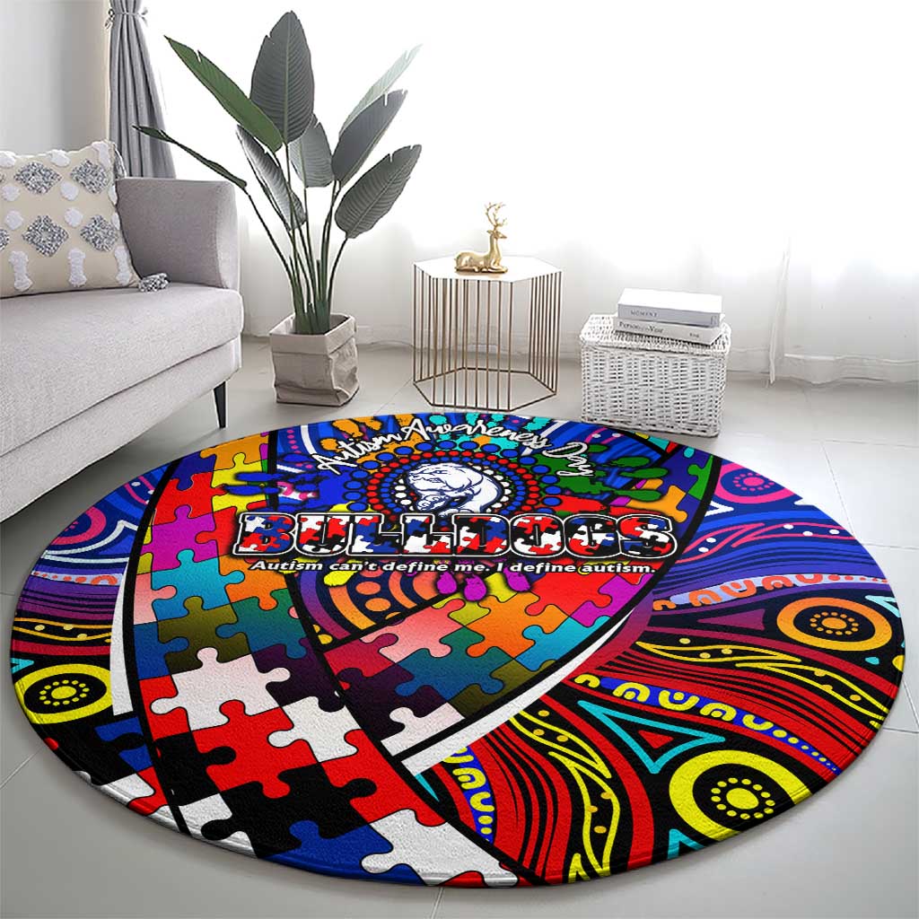 Autism Awareness Australia Western Bulldogs Round Carpet Aboriginal Indigenous Art