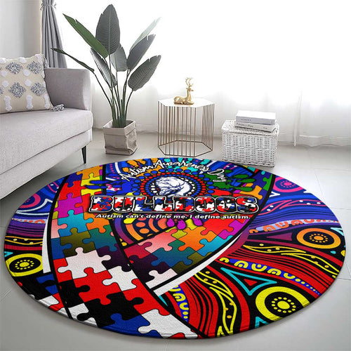 Autism Awareness Australia Western Bulldogs Round Carpet Aboriginal Indigenous Art