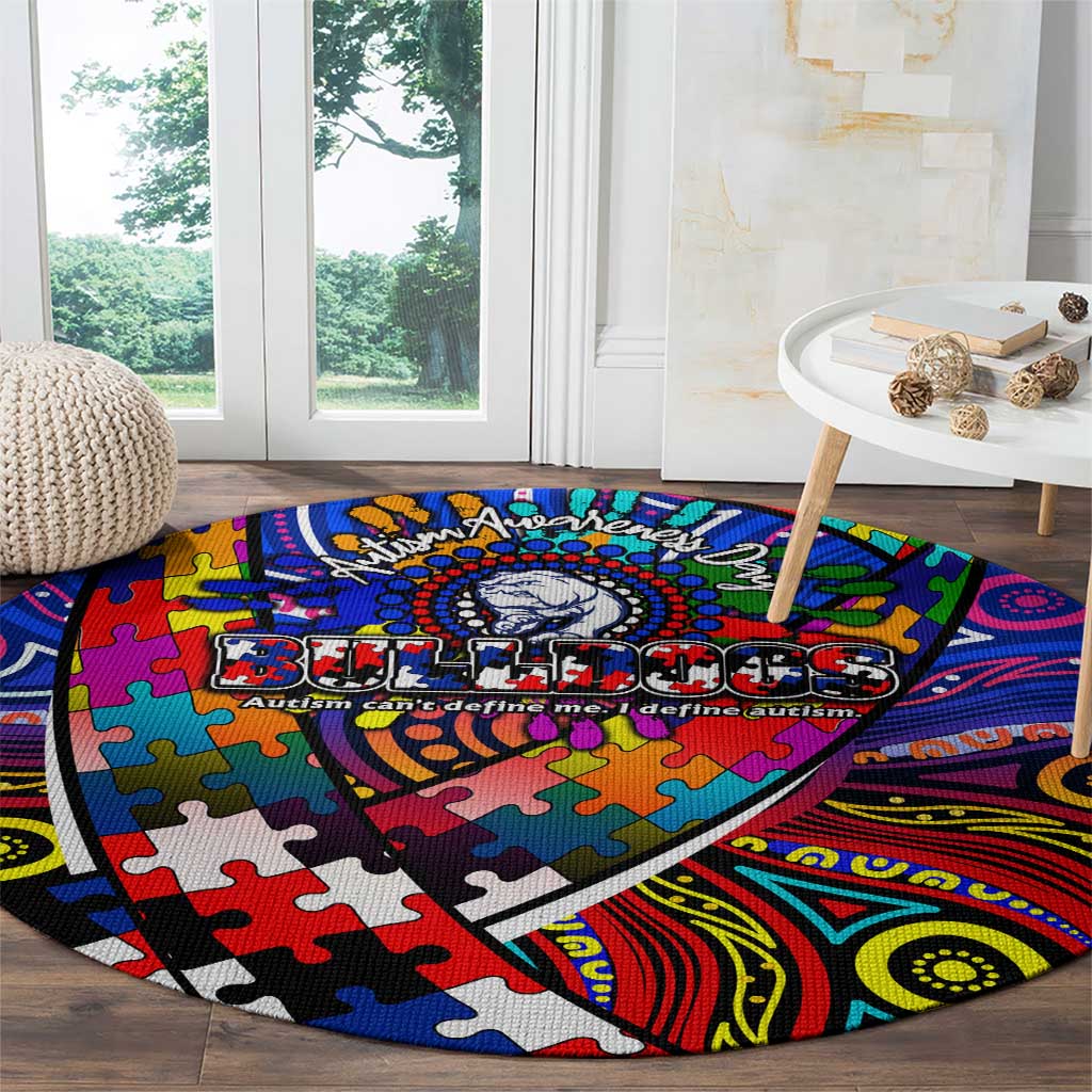 Autism Awareness Australia Western Bulldogs Round Carpet Aboriginal Indigenous Art
