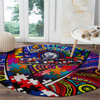 Autism Awareness Australia Western Bulldogs Round Carpet Aboriginal Indigenous Art