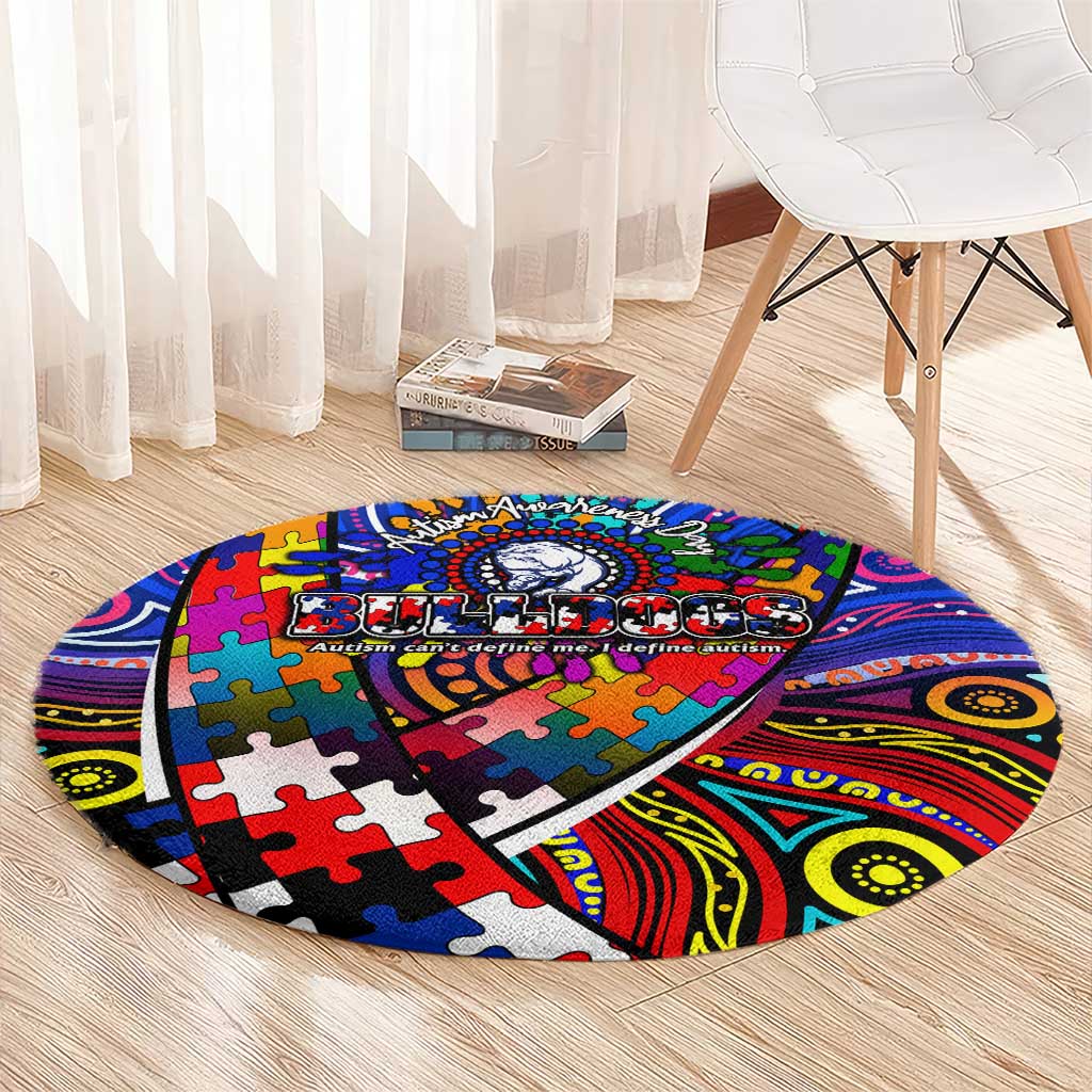 Autism Awareness Australia Western Bulldogs Round Carpet Aboriginal Indigenous Art