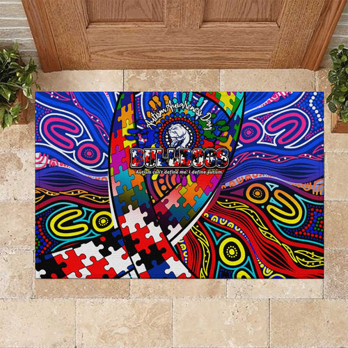 Autism Awareness Australia Western Bulldogs Rubber Doormat Aboriginal Indigenous Art