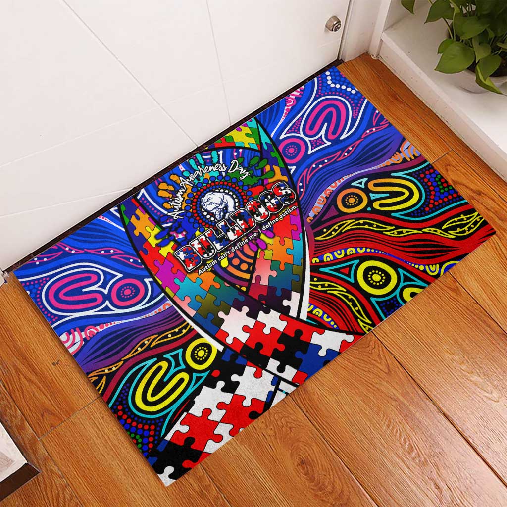 Autism Awareness Australia Western Bulldogs Rubber Doormat Aboriginal Indigenous Art