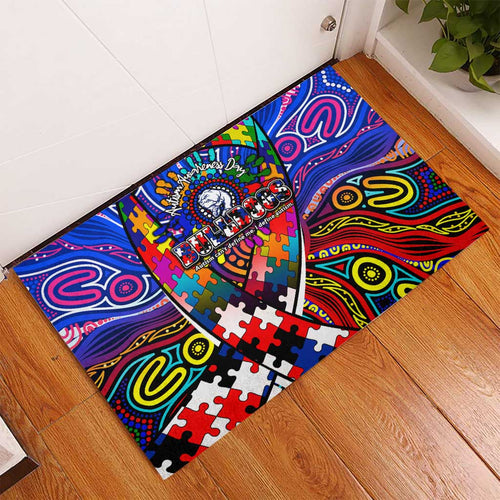 Autism Awareness Australia Western Bulldogs Rubber Doormat Aboriginal Indigenous Art