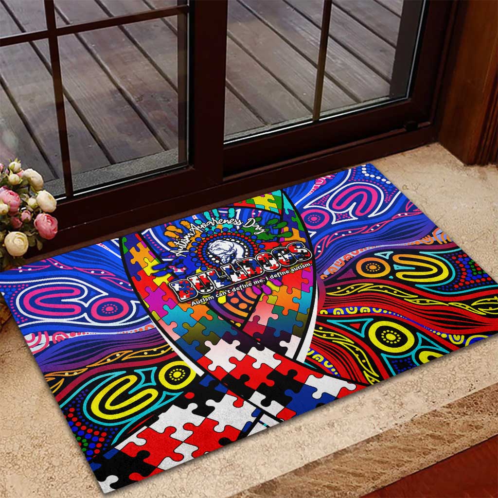 Autism Awareness Australia Western Bulldogs Rubber Doormat Aboriginal Indigenous Art