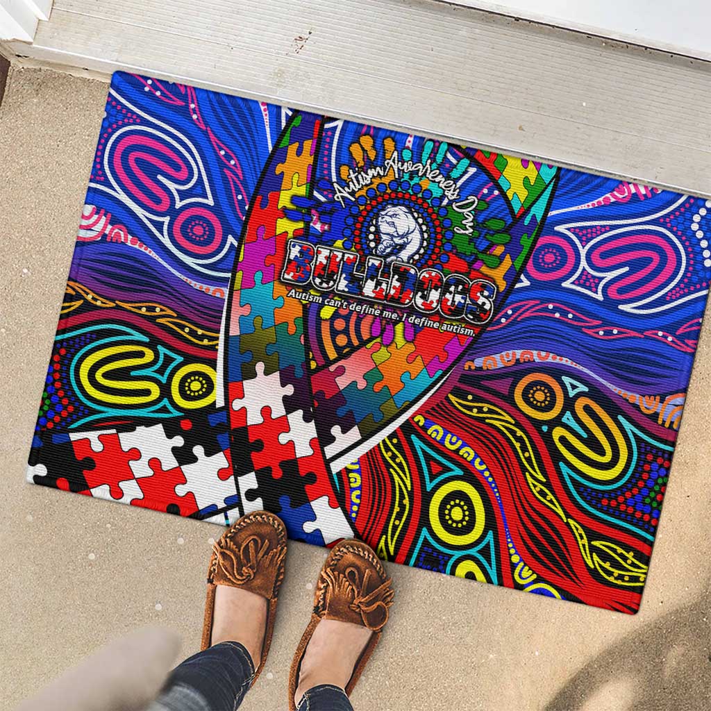 Autism Awareness Australia Western Bulldogs Rubber Doormat Aboriginal Indigenous Art