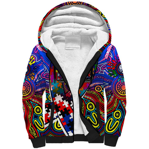 Autism Awareness Australia Western Bulldogs Sherpa Hoodie Aboriginal Indigenous Art