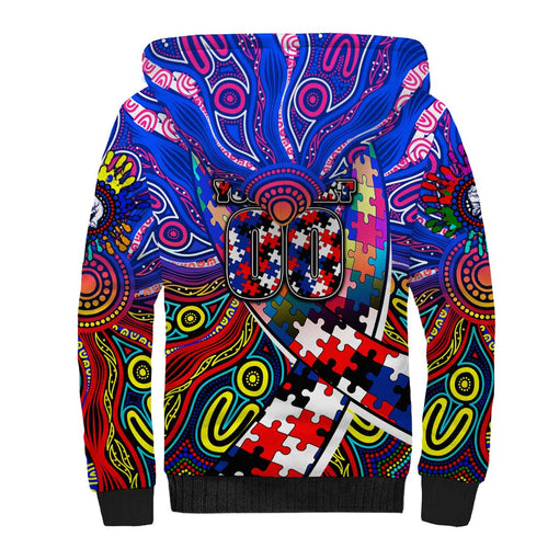 Autism Awareness Australia Western Bulldogs Sherpa Hoodie Aboriginal Indigenous Art