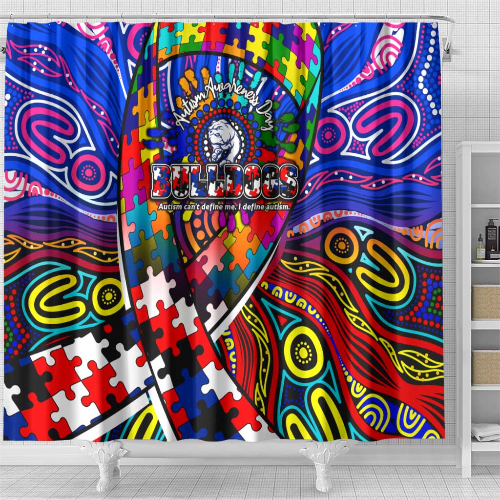 Autism Awareness Australia Western Bulldogs Shower Curtain Aboriginal Indigenous Art