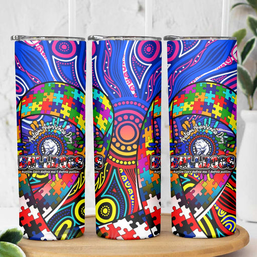 Autism Awareness Australia Western Bulldogs Skinny Tumbler Aboriginal Indigenous Art