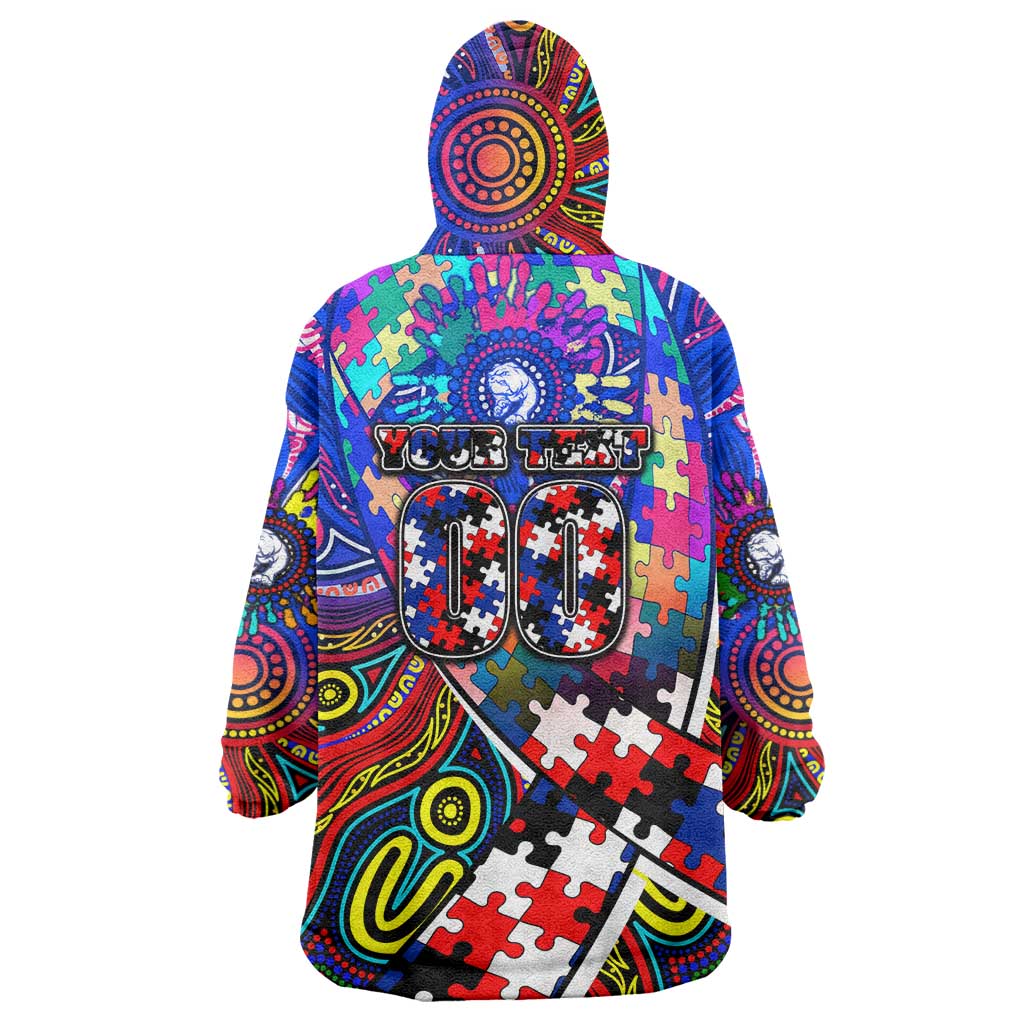Autism Awareness Australia Western Bulldogs Wearable Blanket Hoodie Aboriginal Indigenous Art