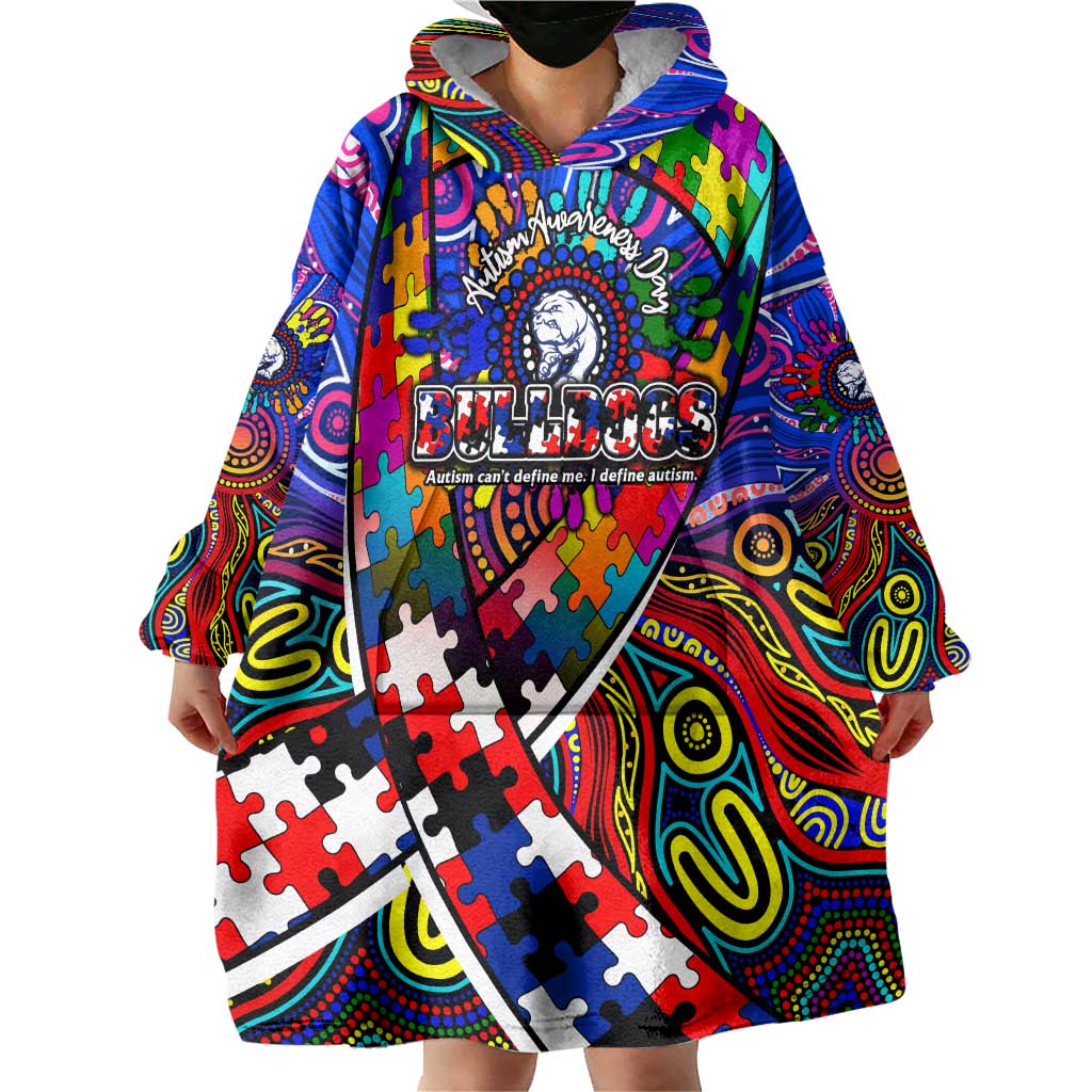 Autism Awareness Australia Western Bulldogs Wearable Blanket Hoodie Aboriginal Indigenous Art