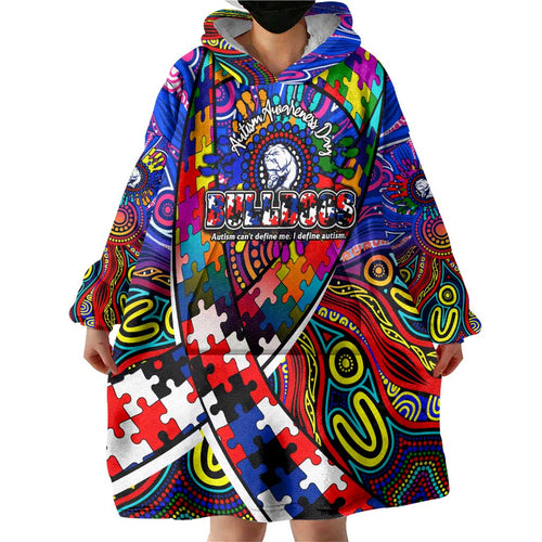 Autism Awareness Australia Western Bulldogs Wearable Blanket Hoodie Aboriginal Indigenous Art