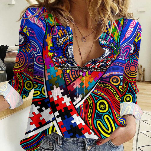 Autism Awareness Australia Western Bulldogs Women Casual Shirt Aboriginal Indigenous Art