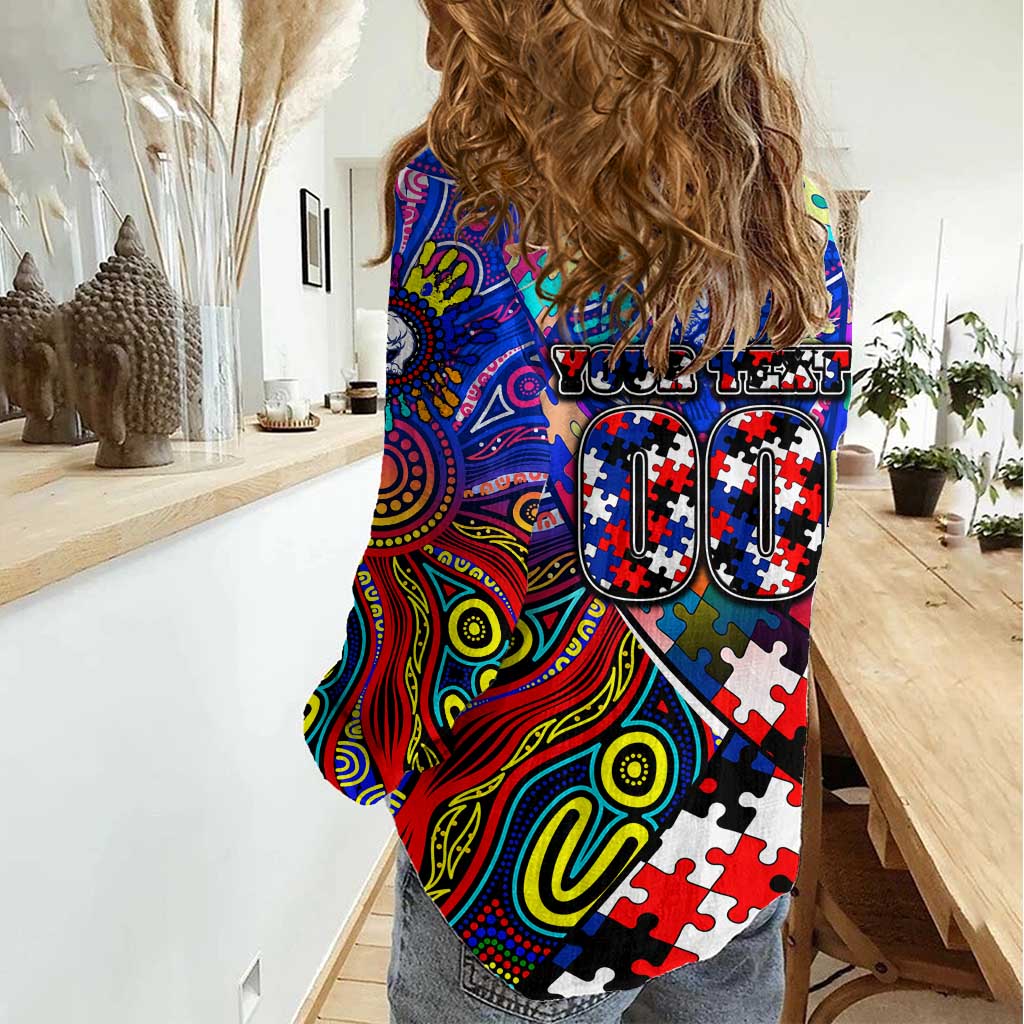 Autism Awareness Australia Western Bulldogs Women Casual Shirt Aboriginal Indigenous Art