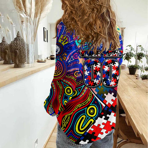 Autism Awareness Australia Western Bulldogs Women Casual Shirt Aboriginal Indigenous Art