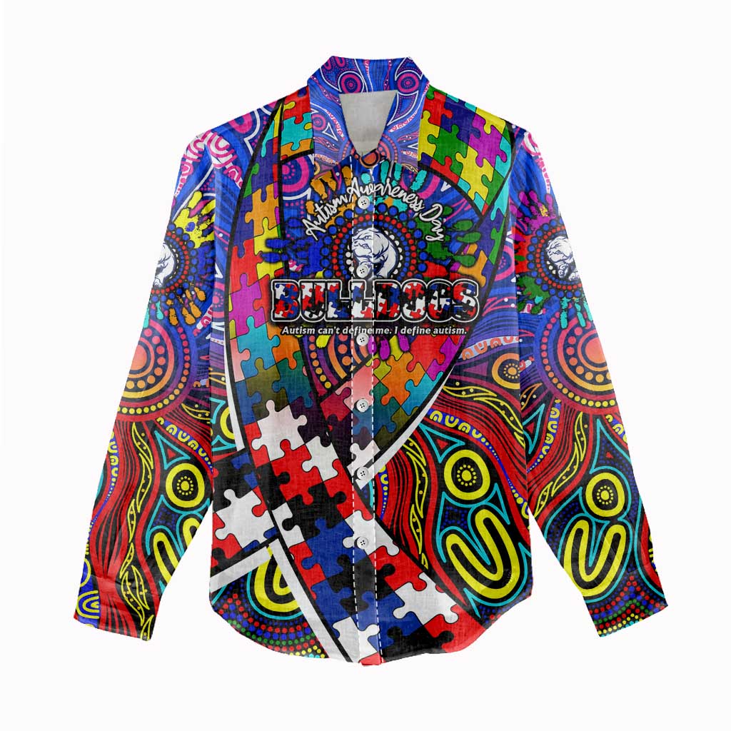 Autism Awareness Australia Western Bulldogs Women Casual Shirt Aboriginal Indigenous Art