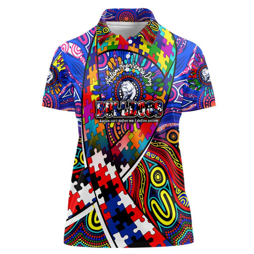 Autism Awareness Australia Western Bulldogs Women Polo Shirt Aboriginal Indigenous Art