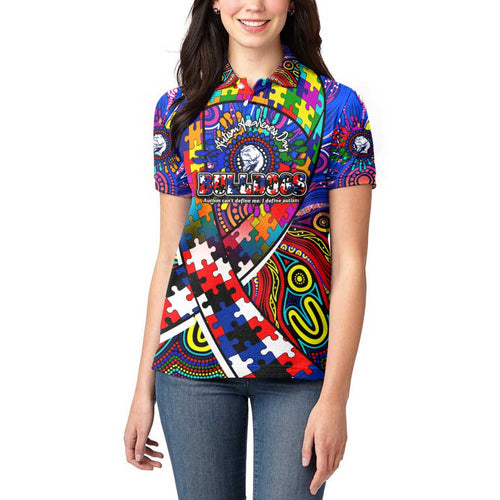 Autism Awareness Australia Western Bulldogs Women Polo Shirt Aboriginal Indigenous Art