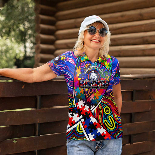 Autism Awareness Australia Western Bulldogs Women Polo Shirt Aboriginal Indigenous Art