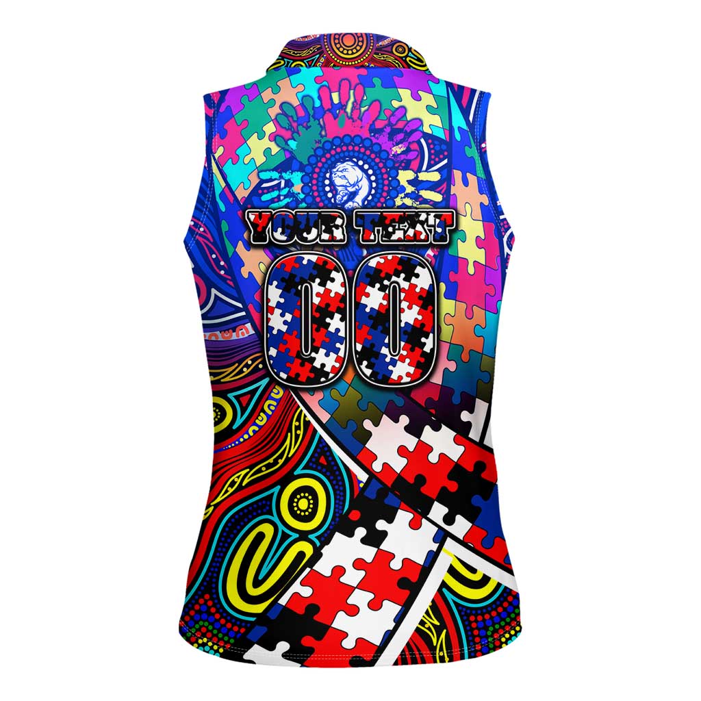 Autism Awareness Australia Western Bulldogs Women Sleeveless Polo Shirt Aboriginal Indigenous Art