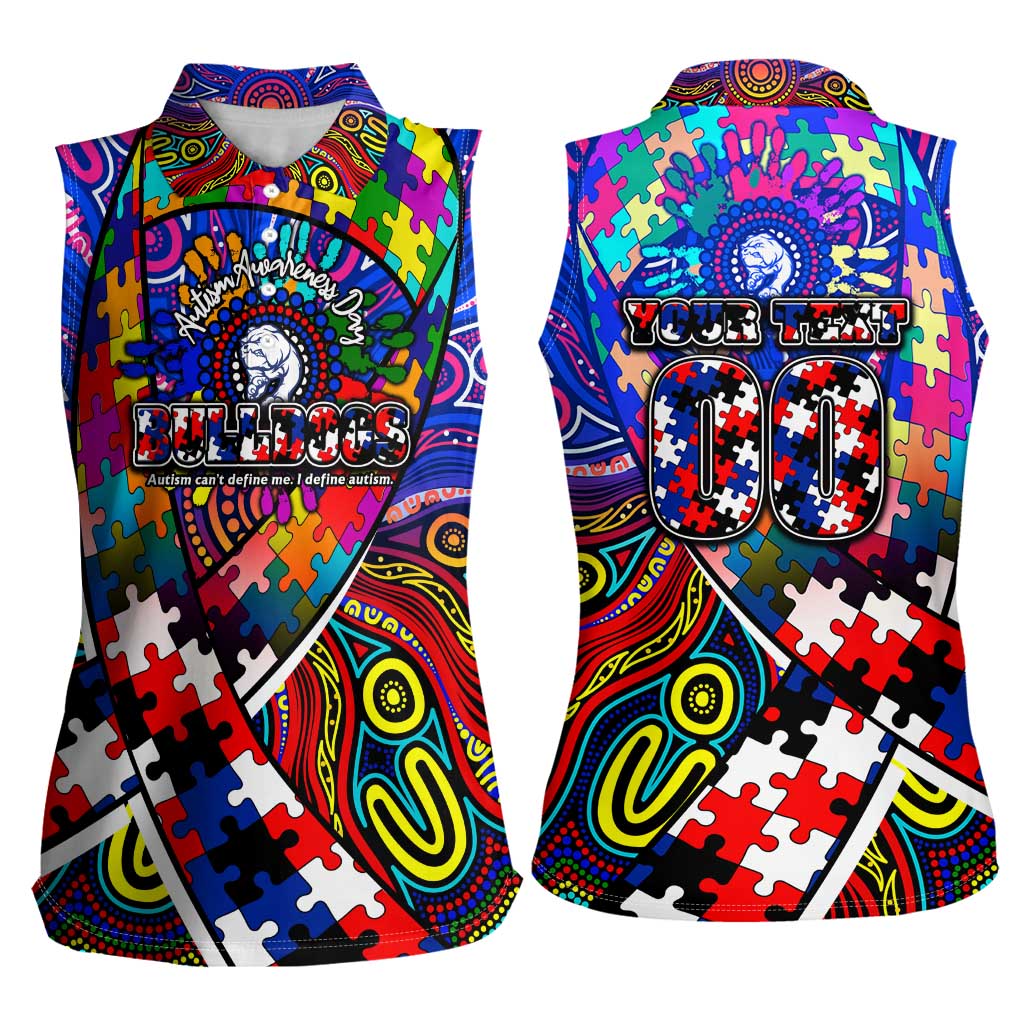 Autism Awareness Australia Western Bulldogs Women Sleeveless Polo Shirt Aboriginal Indigenous Art