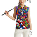 Autism Awareness Australia Western Bulldogs Women Sleeveless Polo Shirt Aboriginal Indigenous Art