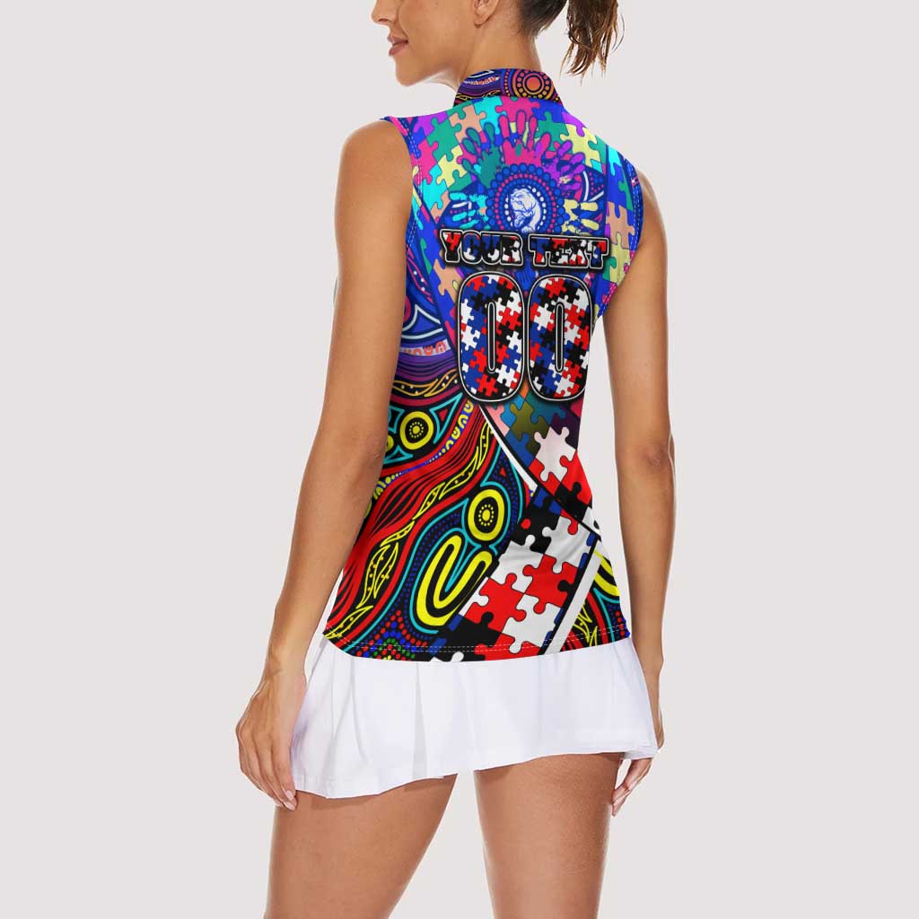 Autism Awareness Australia Western Bulldogs Women Sleeveless Polo Shirt Aboriginal Indigenous Art