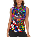 Autism Awareness Australia Western Bulldogs Women Sleeveless Polo Shirt Aboriginal Indigenous Art