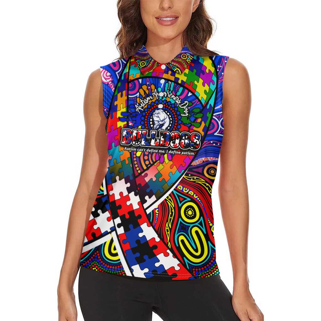 Autism Awareness Australia Western Bulldogs Women Sleeveless Polo Shirt Aboriginal Indigenous Art