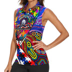 Autism Awareness Australia Western Bulldogs Women Sleeveless Polo Shirt Aboriginal Indigenous Art