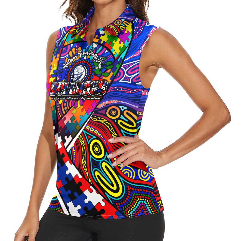 Autism Awareness Australia Western Bulldogs Women Sleeveless Polo Shirt Aboriginal Indigenous Art