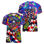 Autism Awareness Australia Western Bulldogs Women V-Neck T-Shirt Aboriginal Indigenous Art