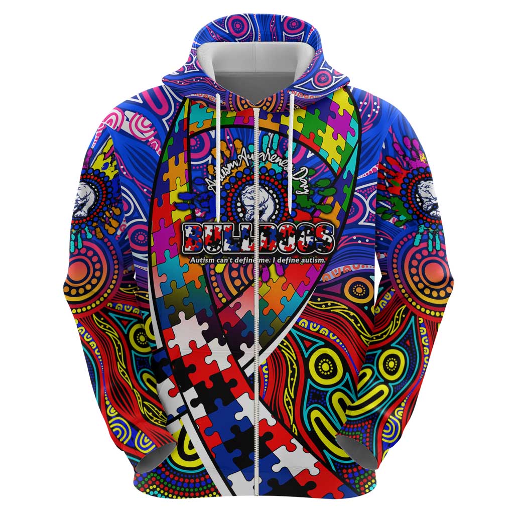 Autism Awareness Australia Western Bulldogs Zip Hoodie Aboriginal Indigenous Art