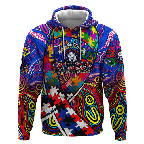 Autism Awareness Australia Western Bulldogs Zip Hoodie Aboriginal Indigenous Art