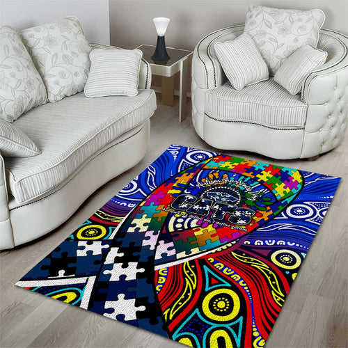 Autism Awareness Australia Geelong Cats Area Rug Aboriginal Indigenous Art