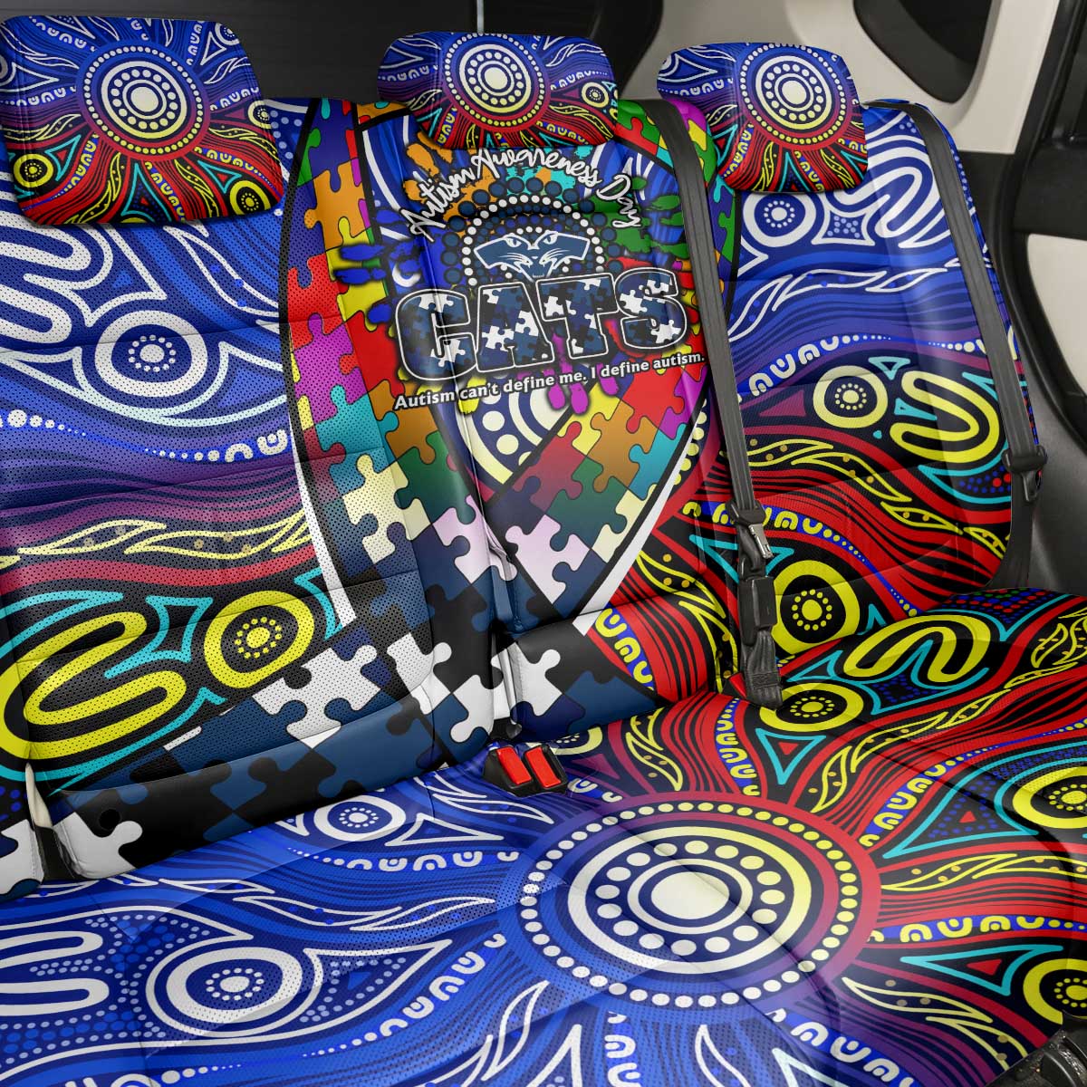 Autism Awareness Australia Geelong Cats Back Car Seat Cover Aboriginal Indigenous Art