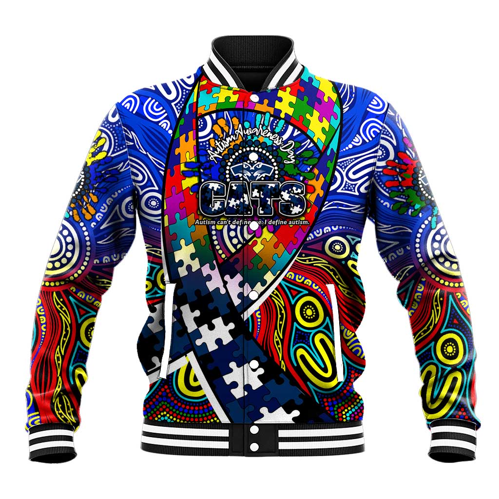 Autism Awareness Australia Geelong Cats Baseball Jacket Aboriginal Indigenous Art
