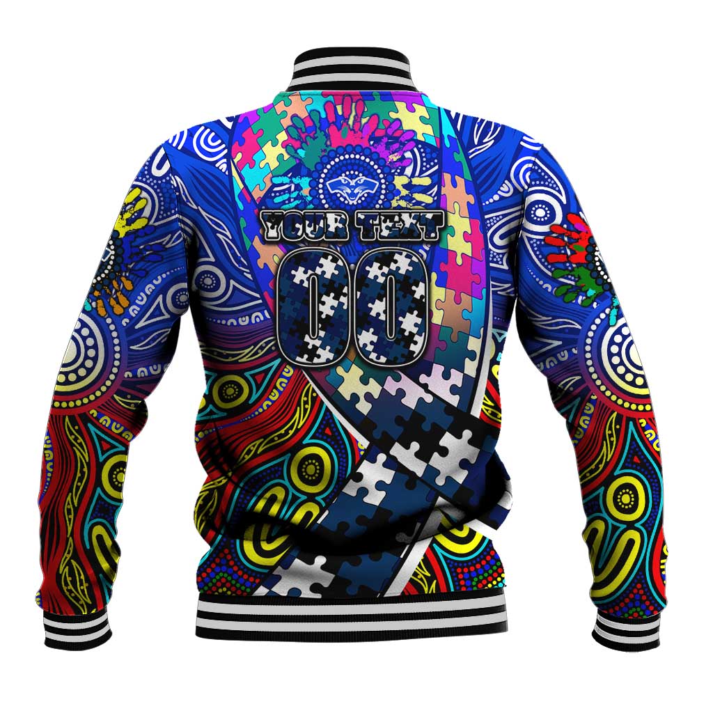 Autism Awareness Australia Geelong Cats Baseball Jacket Aboriginal Indigenous Art