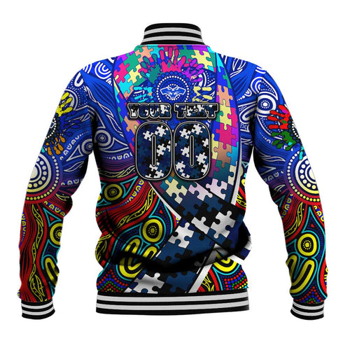 Autism Awareness Australia Geelong Cats Baseball Jacket Aboriginal Indigenous Art