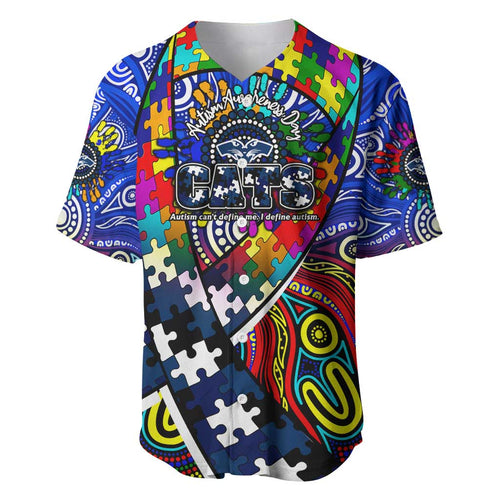 Autism Awareness Australia Geelong Cats Baseball Jersey Aboriginal Indigenous Art