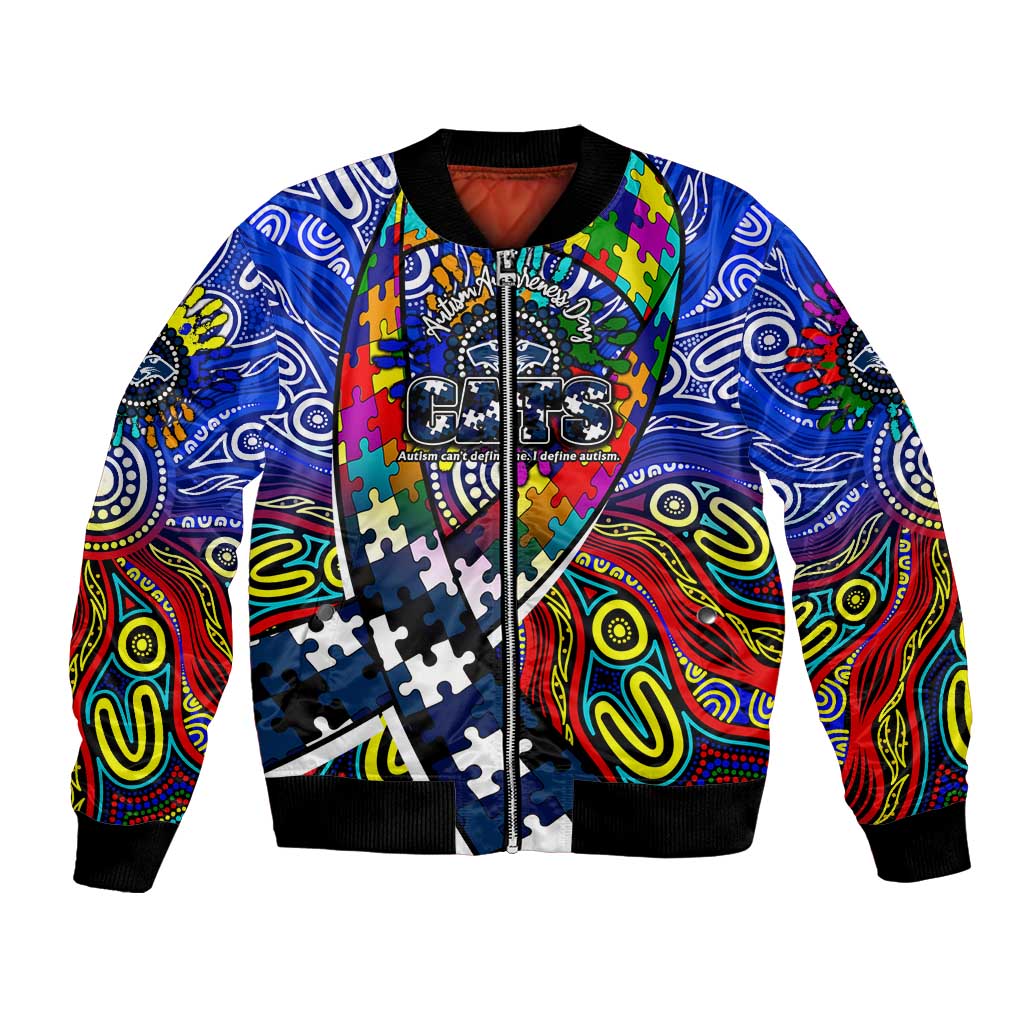Autism Awareness Australia Geelong Cats Bomber Jacket Aboriginal Indigenous Art