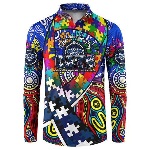 Autism Awareness Australia Geelong Cats Button Sweatshirt Aboriginal Indigenous Art